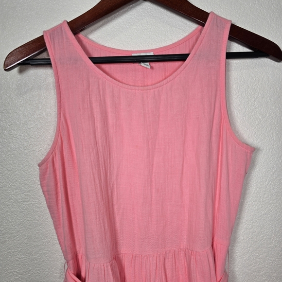 J.Crew Belted Gauze Midi Dress Pink Size 2 100% Cotton Pockets Factory - Picture 4 of 10